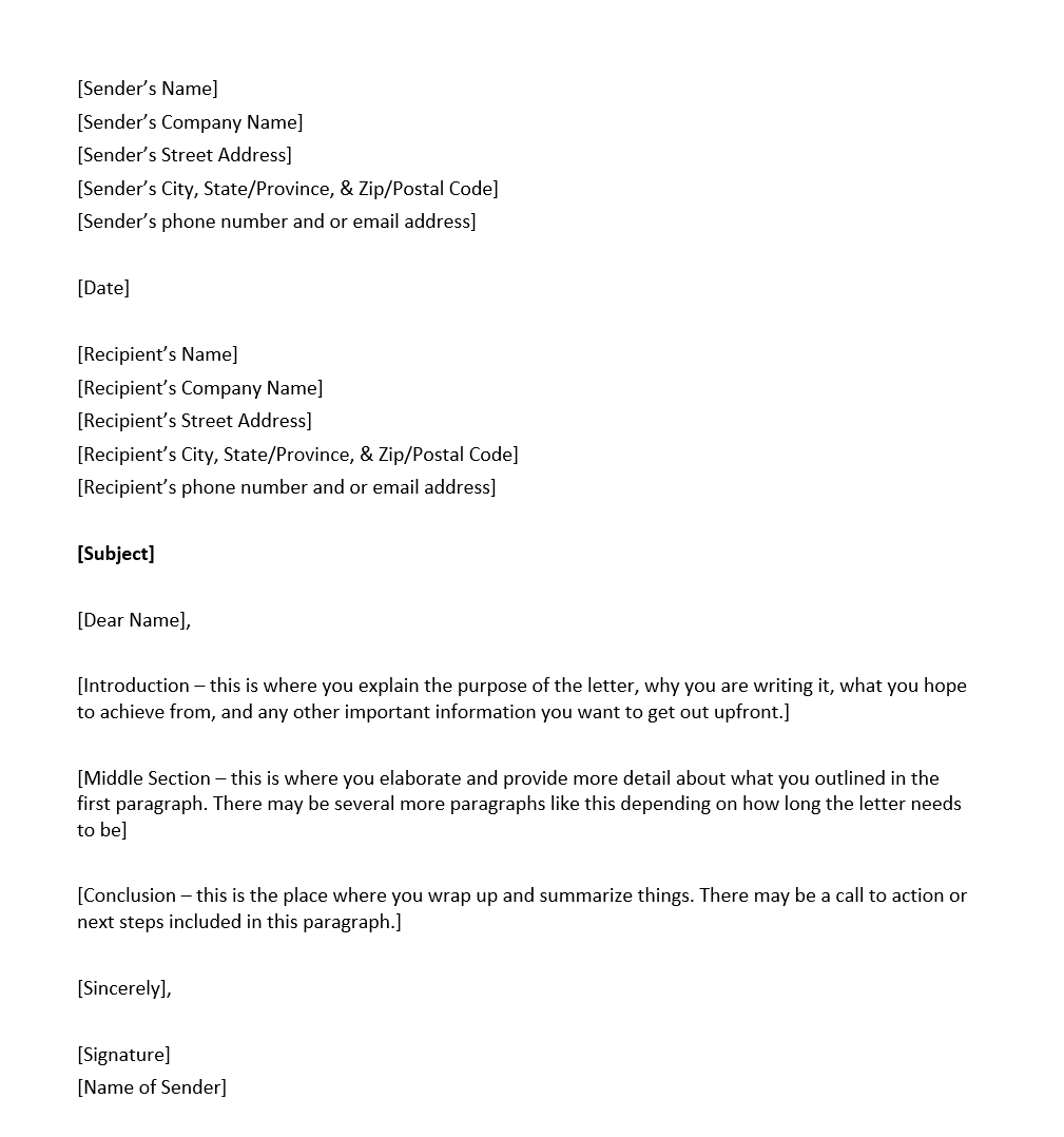 Formal Letter Writing Format from corporatefinanceinstitute.com