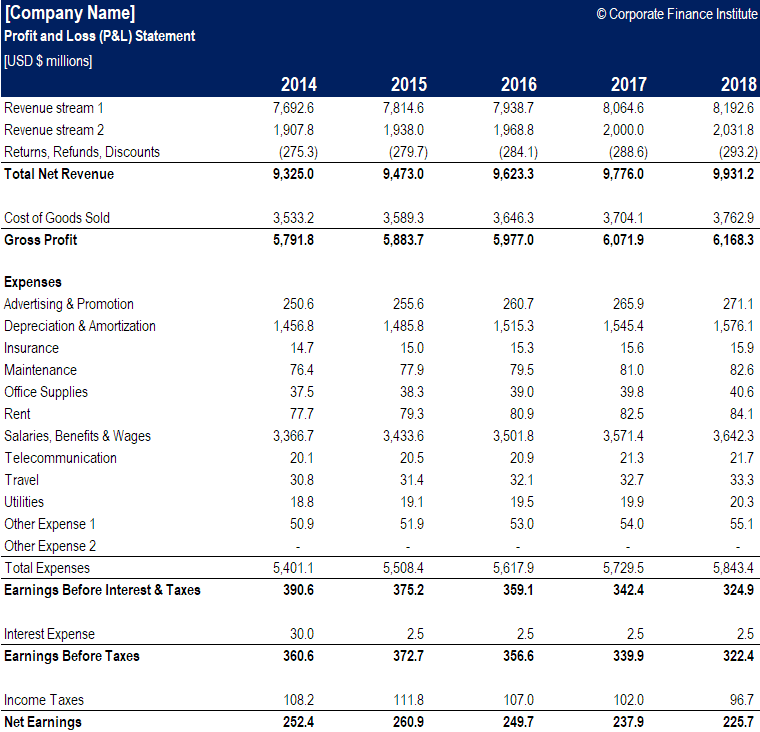 Profit and Loss Template - Free Monthly & Annual P&L 